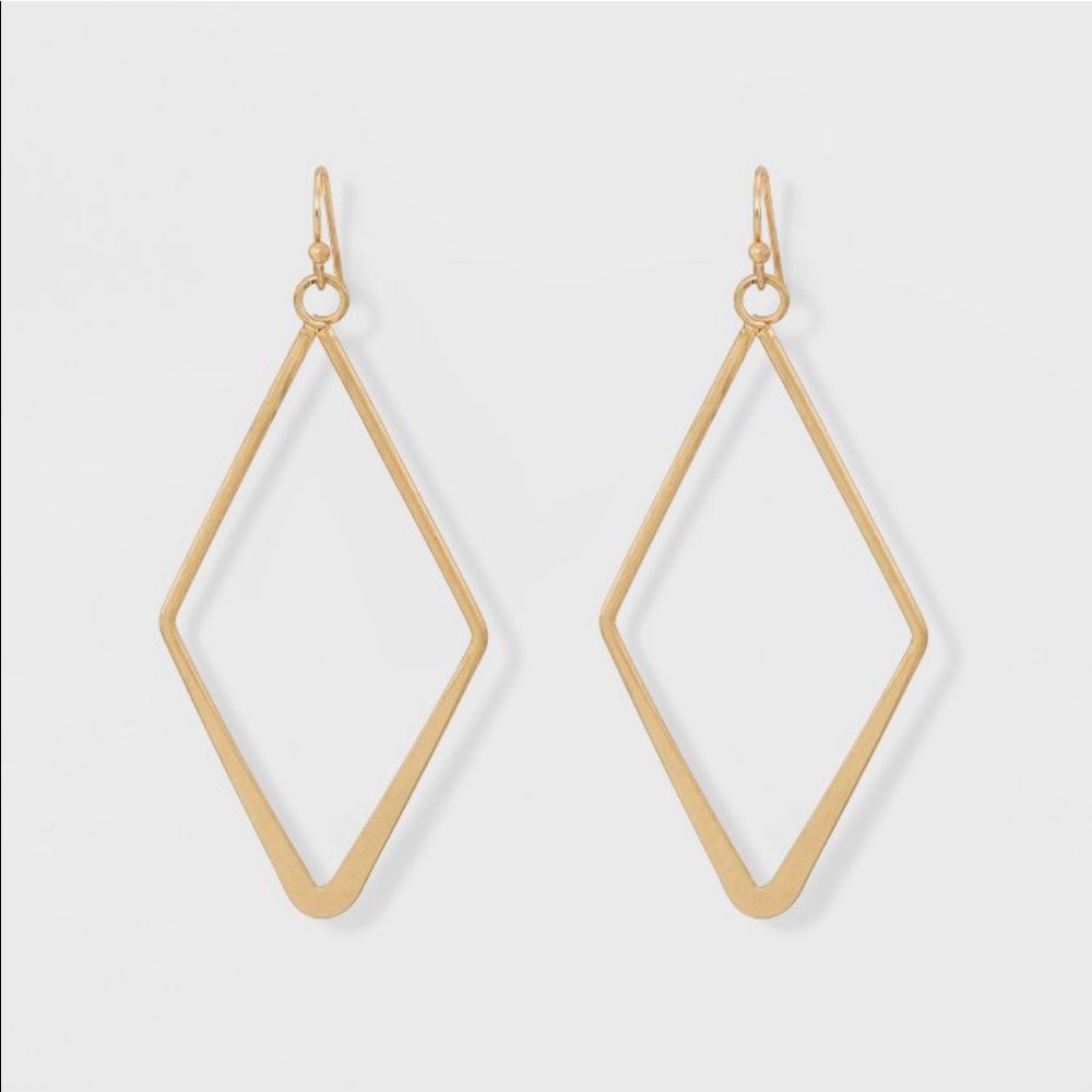 Gold Open Work Diamond Shape Drop Earrings - Universal Thread